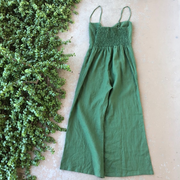 Faithfull the Brand Revolve Green Linen Jumpsuit - Picture 2 of 3